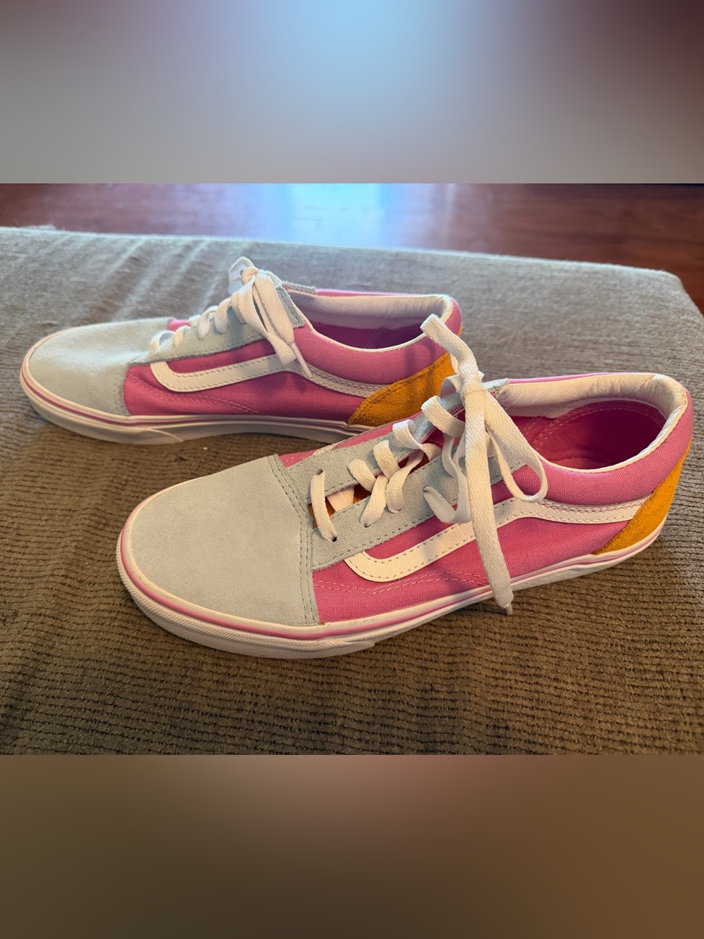Vans Pink Canvas Low-Top Sneakers with White Trim